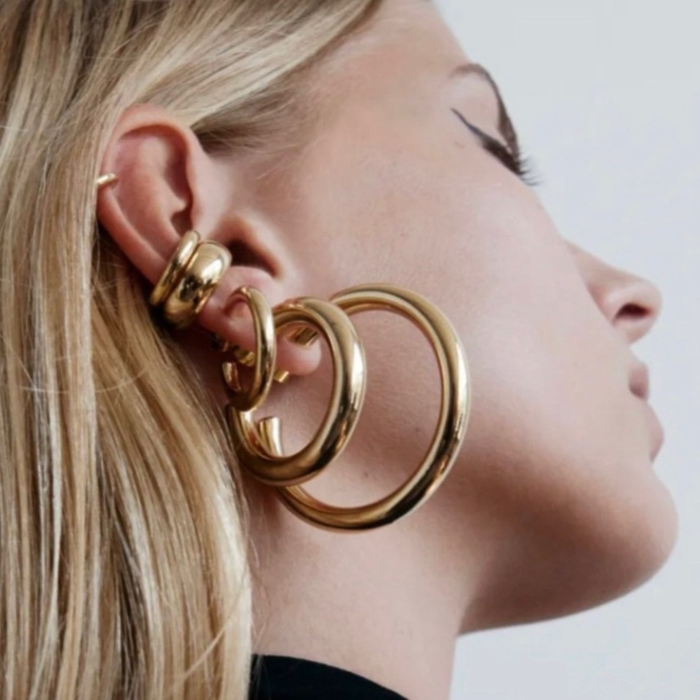Argento Vivo, 2 inch, Hoops, Earrings, Tubular, wide, gold, Quality Brand! NWT!